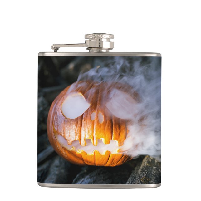 Headless Horseman's Jack-o-Lantern Head a Flame Flask (Front)