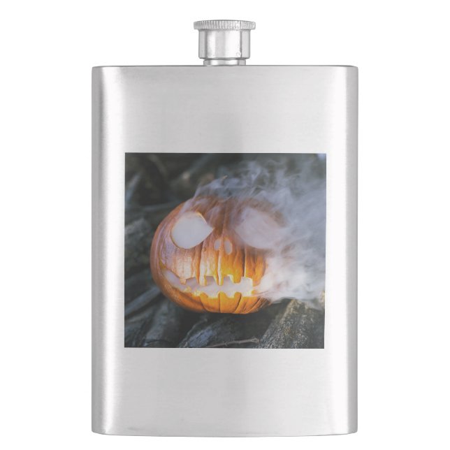 Headless Horseman's Jack-o-Lantern Head a Flame Flask (Front)