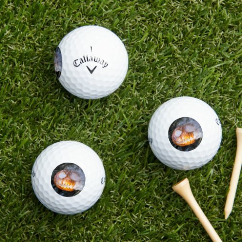 Headless Horsemans Jack_o_Lantern Head a Flame Golf Balls