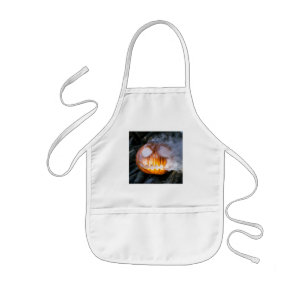 Headless Horseman's Jack-o-Lantern Head a Flame Kids' Apron