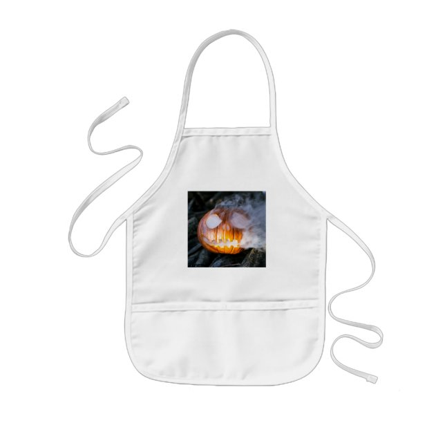 Headless Horseman's Jack-o-Lantern Head a Flame Kids' Apron (Front)