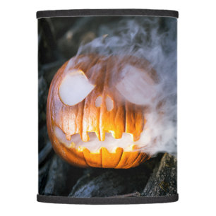 Headless Horseman's Jack-o-Lantern Head a Flame Lamp Shade