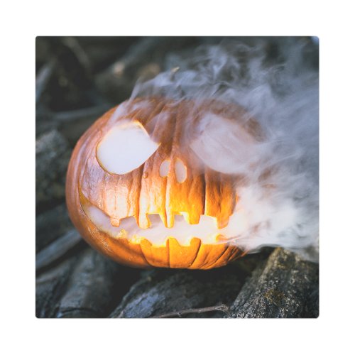 Headless Horsemans Jack_o_Lantern Head a Flame Metal Print