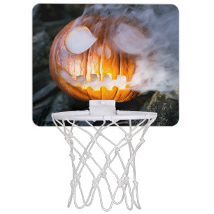 Headless Horseman's Jack-o-Lantern Head a Flame Mini Basketball Hoop