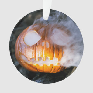 Headless Horseman's Jack-o-Lantern Head a Flame Ornament