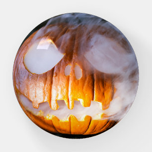 Headless Horseman's Jack-o-Lantern Head a Flame Paperweight