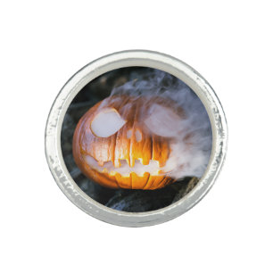 Headless Horseman's Jack-o-Lantern Head a Flame Ring