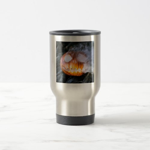 Headless Horsemans Jack_o_Lantern Head a Flame Travel Mug