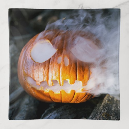 Headless Horsemans Jack_o_Lantern Head a Flame Trinket Tray