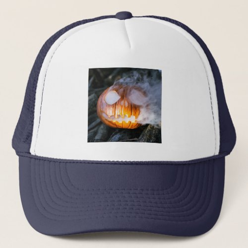 Headless Horsemans Jack_o_Lantern Head a Flame Trucker Hat