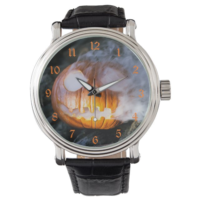 Headless Horseman's Jack-o-Lantern Head a Flame Watch (Front)
