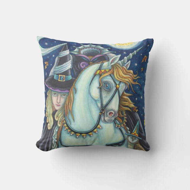 HEADLESS HORSEWOMAN, HORSE & OWL, SLEEPY HOLLOW THROW PILLOW (Front)