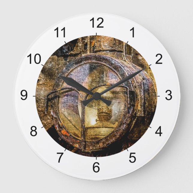 Headlight Of The Vintage Steam Train Large Clock (Front)