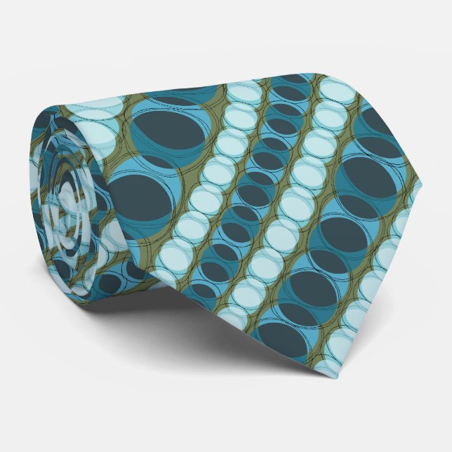 Headlights Polka Dot Striped Teal Two-sided Neck Tie (Rolled)