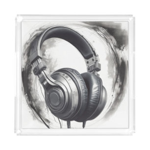 Headphone Artwork Music Lover Acrylic Tray