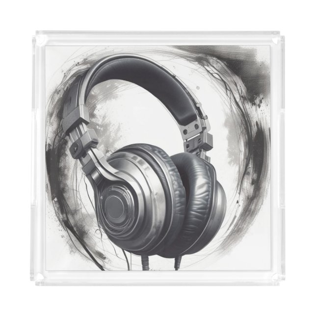 Headphone Artwork Music Lover Acrylic Tray (Front)