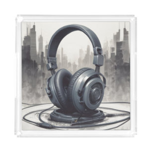 Headphone Artwork Music Lover Acrylic Tray