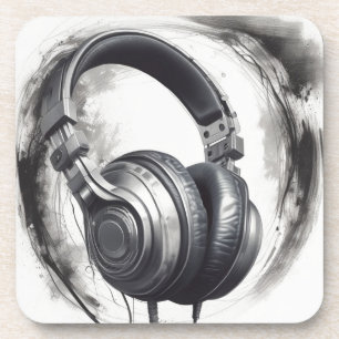 Headphone Artwork Music Lover Beverage Coaster