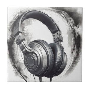 Headphone Artwork Music Lover Ceramic Tile