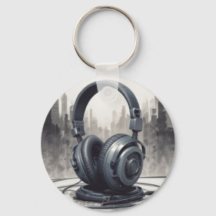 Headphone Artwork Music Lover Keychain