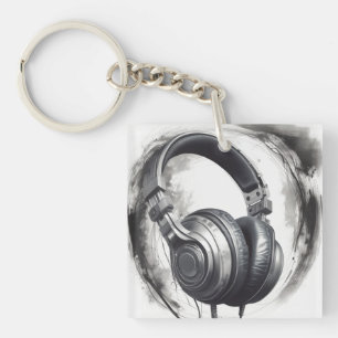 Headphone Artwork Music Lover Keychain
