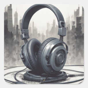 Headphone Artwork Music Lover Square Sticker