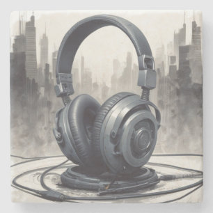 Headphone Artwork Music Lover Stone Coaster