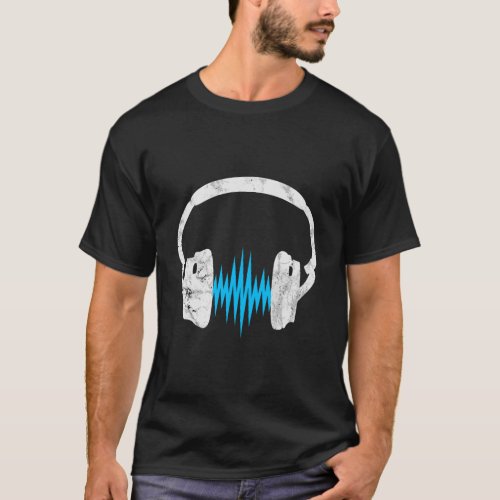 Headphone Music Pulse Frequency Sound Wave Musicia T_Shirt
