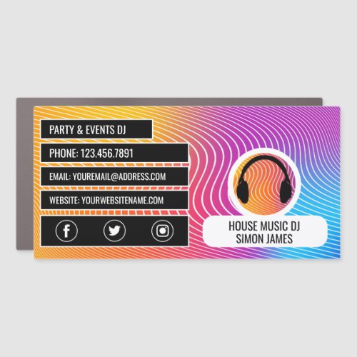 Headphone Music Wave Logo Professional DJ Car Magnet