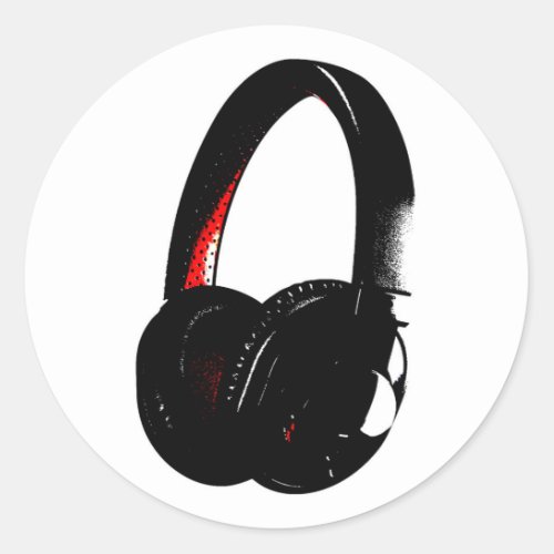 Headphone Pop Art Head Phone Classic Round Sticker