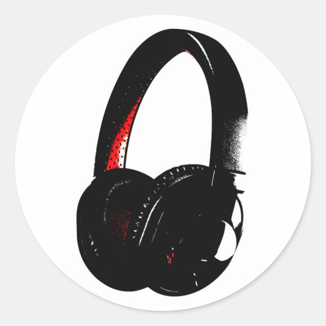 Headphone Pop Art Head Phone Classic Round Sticker (Front)