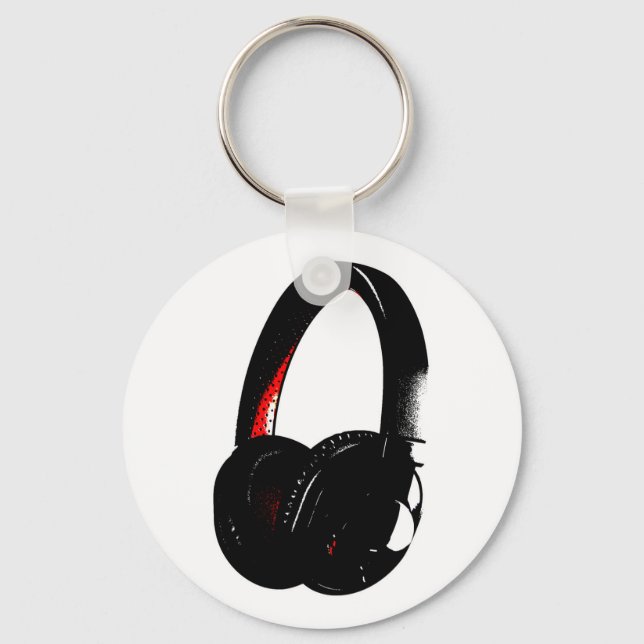 Headphone Pop Art Head Phone Keychain (Front)