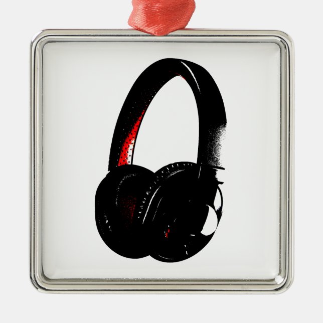 Headphone Pop Art Head Phone Metal Ornament (Front)
