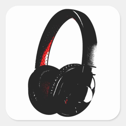 Headphone Pop Art Head Phone Square Sticker