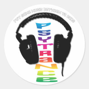 headphone-psytrance classic round sticker