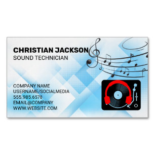 Headphone Turntable Vinyl Business Card Magnet