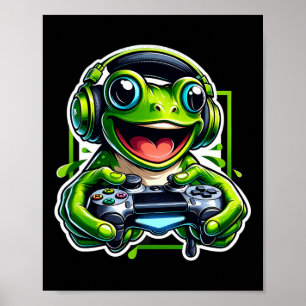 Headphone Video Game Frog Gaming  Poster