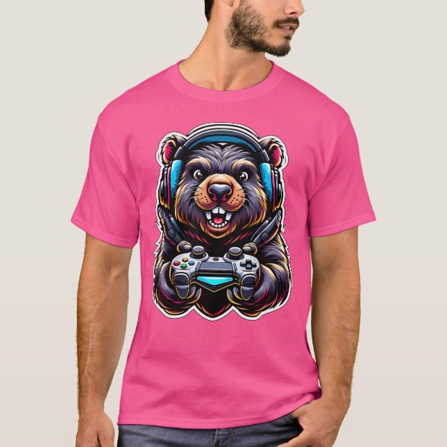 Headphone Video Game Wombat Gaming T-Shirt (Front)