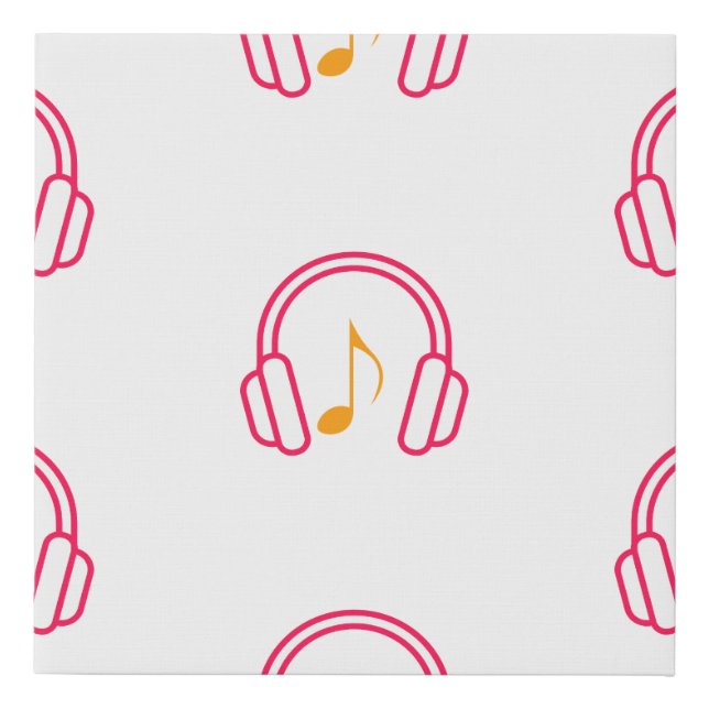 Headphone with staff faux canvas print (Front)