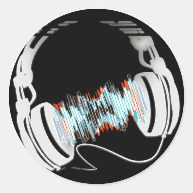 Headphones Classic Round Sticker (Front)