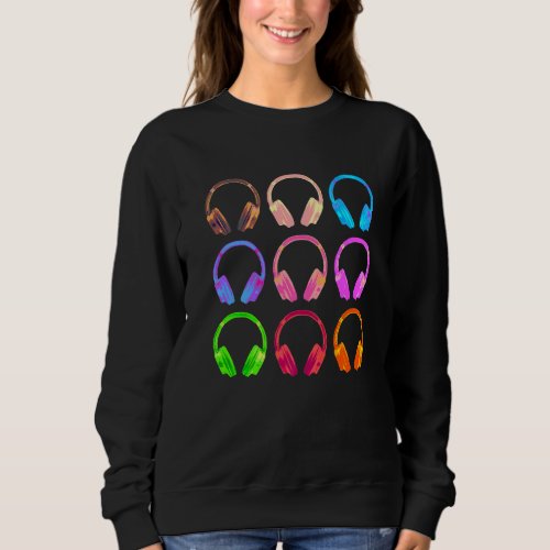 Headphones Collage Disc Jockey  Music Sweatshirt