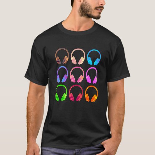 Headphones Collage Disc Jockey  Music T_Shirt