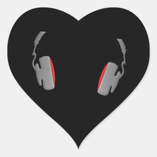 Headphones Cool Simply and Classy Heart Sticker