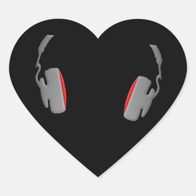 Headphones Cool Simply and Classy Heart Sticker (Front)