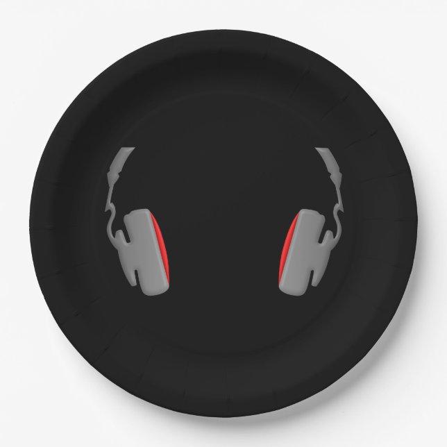 Headphones Cool Simply and Classy Paper Plates (Front)