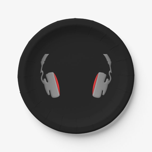 Headphones Cool Simply and Classy Paper Plates (Front)