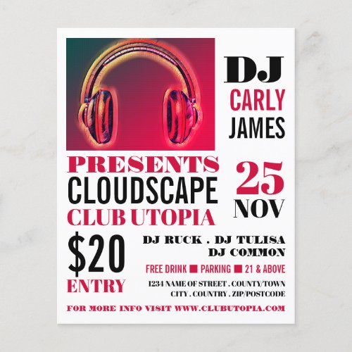 Headphones DJ Club Event Advertising Flyer