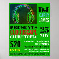 Headphones, DJ, Club Event Advertising