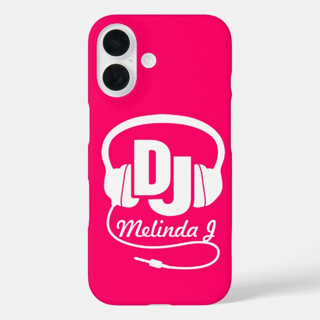 Headphones DJ girl name pink  Case-Mate iPhone Case (Back)