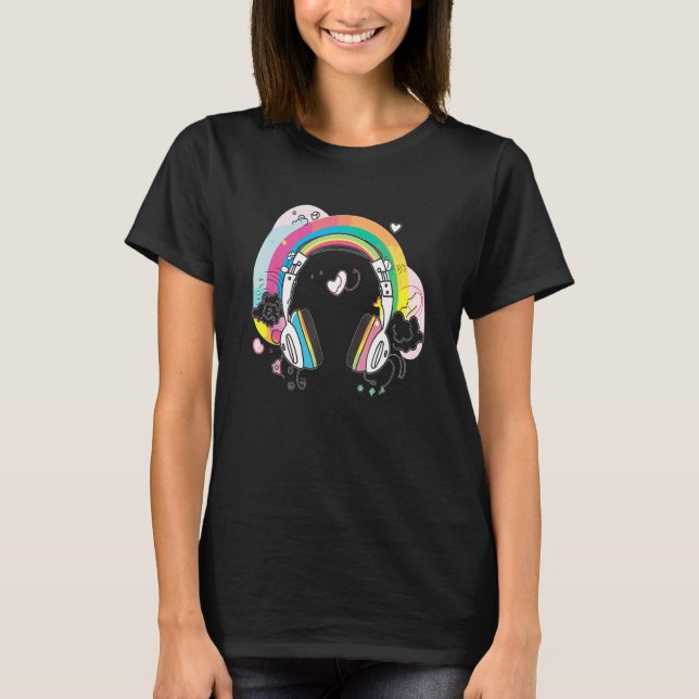Headphones Dj Music  EDM Festival T-Shirt (Front)